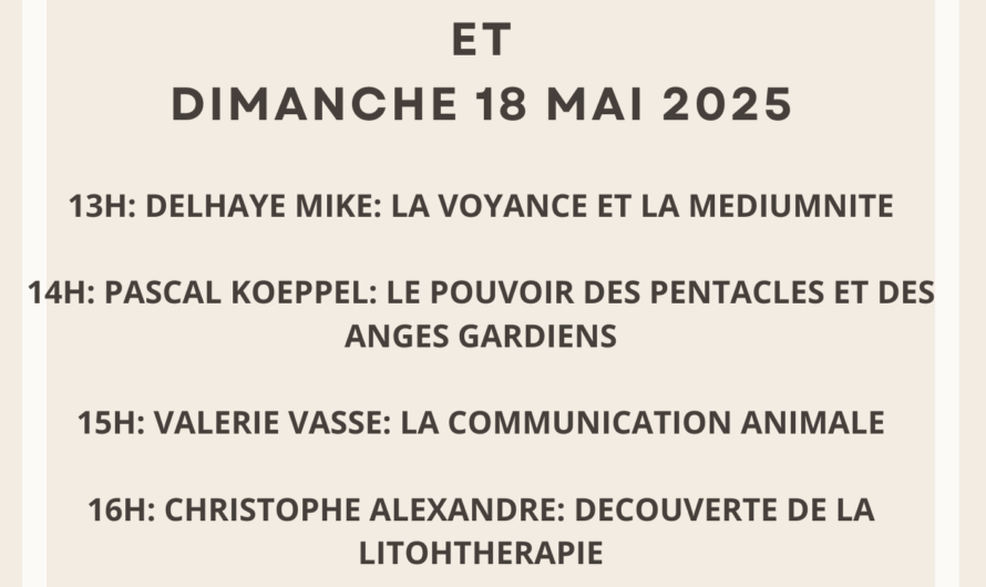 Les conférences du salon bien-être de Saint Martin sur le Pré ces 17 et 18 mai prochains